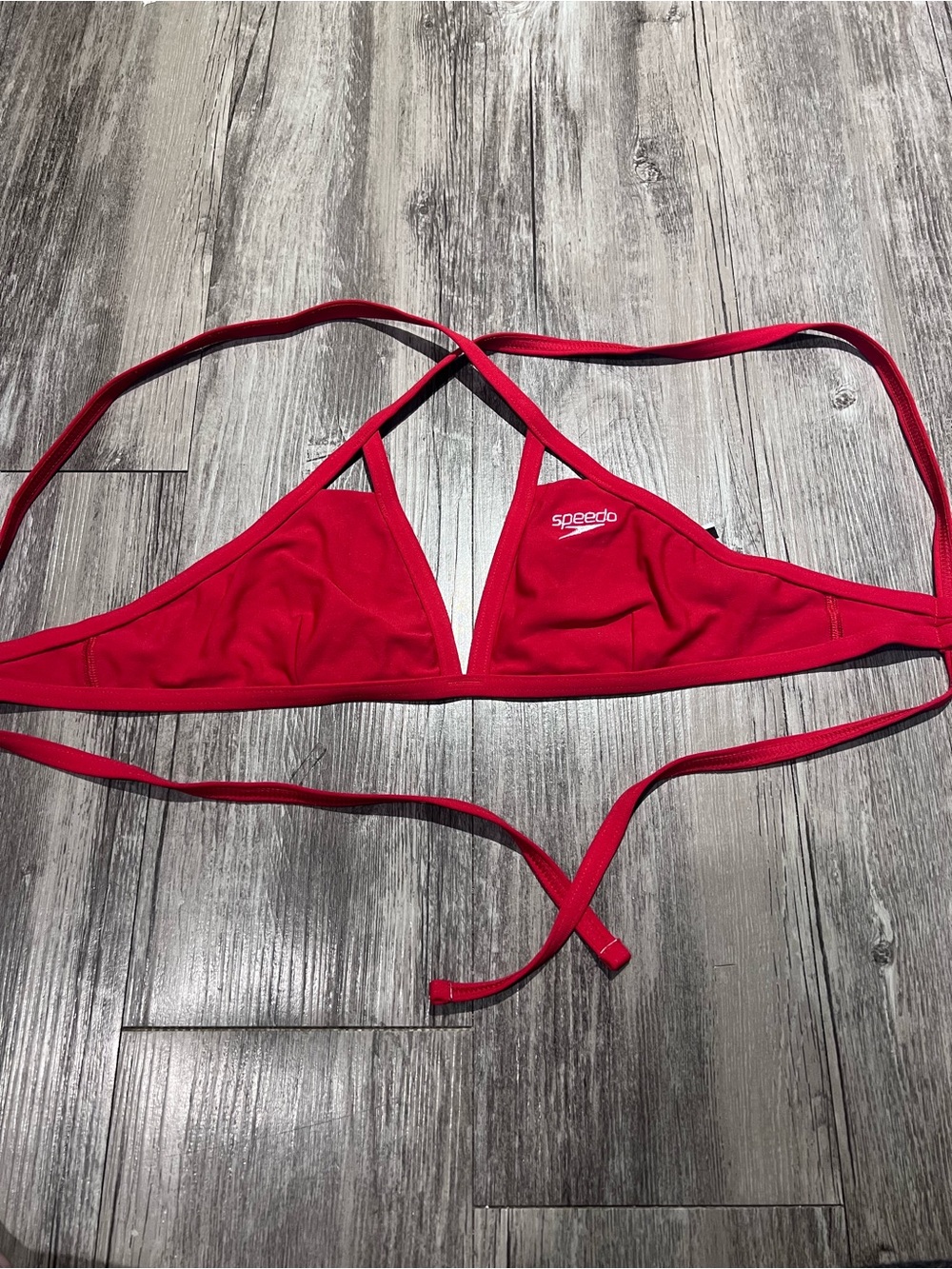 Speedo Red Triangle Bikini Top with Thin Straps
